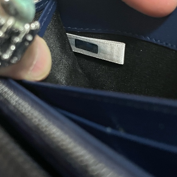 Like New Unisex Jimmy Choo Zip-around Leather Continental Wallet In Navy/Orange - Picture 13 of 14